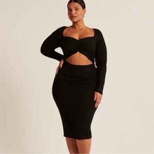 Abercrombie Black Ribbed Cut-Out Sweater Bodycon Dress